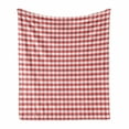 thumbnail image 1 of Checkered Soft Flannel Fleece Throw Blanket, Horizontally Striped Design Gingham Inspired Old Fashioned Traditional Print, Cozy Plush for Indoor and Outdoor Use, 50" x 70", Coral White, by Ambesonne, 1 of 6