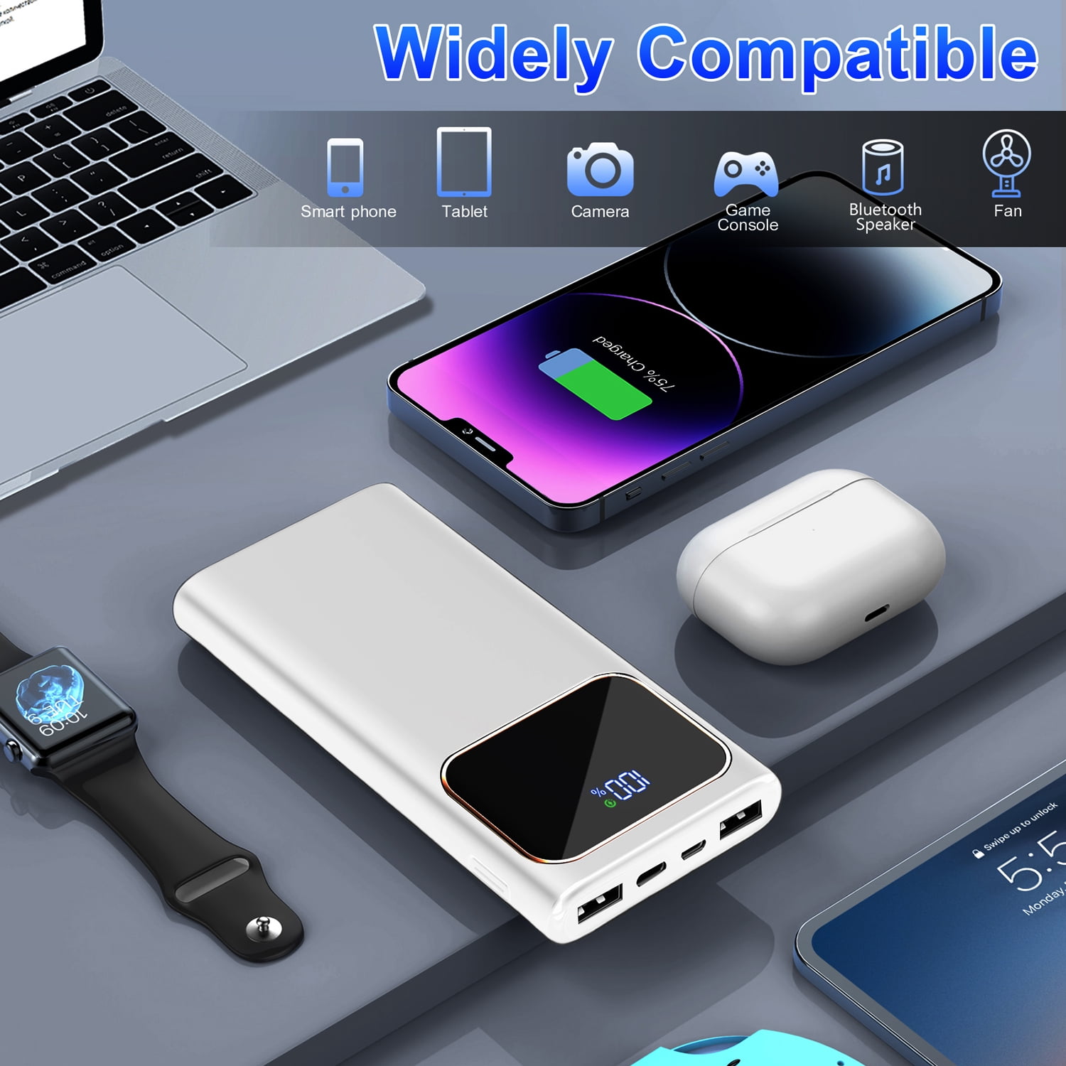 Portable Charger, 20000mAh Power Bank, 22.5W Fast Charging Battery Pack with USB C/USB A Output, Digital Display Portable Phone Charger for iPhone 17/16/15/14/13 Pro Samsung Google LG iPad AirPods