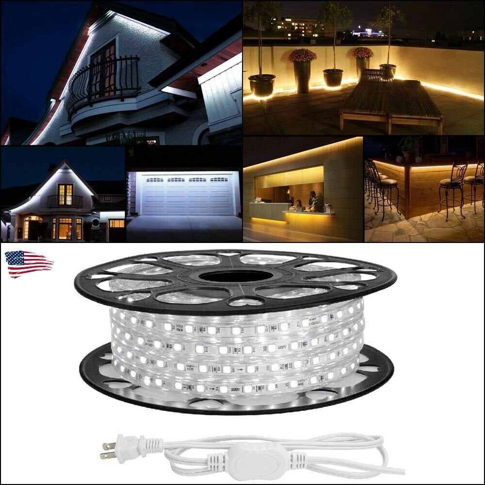 25M 5050 SMD LED Strip Rope Tape Lights Waterproof Bright Glow Outdoor