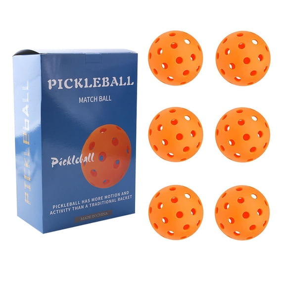 Eigraketly 6 unids/set profesional portátil Pickleball 40 agujeros práctica de entrenamiento reutilizable PE Pickle Balls Kit surtido Golf Naranja