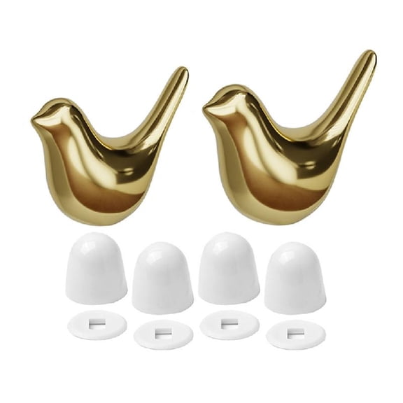 Golden Ceramic Bird Toilet Bolt Covers ABS Motorhome Bathroom Caps Rustproof Design Bolts