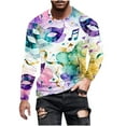 thumbnail image 2 of UVEASISHA Mardi Gras Graphic T Shirts for Men Big and Tall Long Sleeve Workout Shirt Vintage Mask Print Muscle Tshirt Slim Fit Crewneck Pullover Tees Pink M, 2 of 5