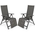 thumbnail image 1 of Patiojoy 2PCS Chaise Inclinable Réglable en Plein Air Chaise Haute Inclinable Pliante Chaise Longue Gris, 1 of 10