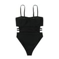 thumbnail image 5 of Floenr One Piece Women’s Bikini Swimsuit Set,Sexy Ribbed Halter Double Straps Front Wrap Bathing Suits,High Waisted Ruched Swimwear Beachwear, 5 of 9