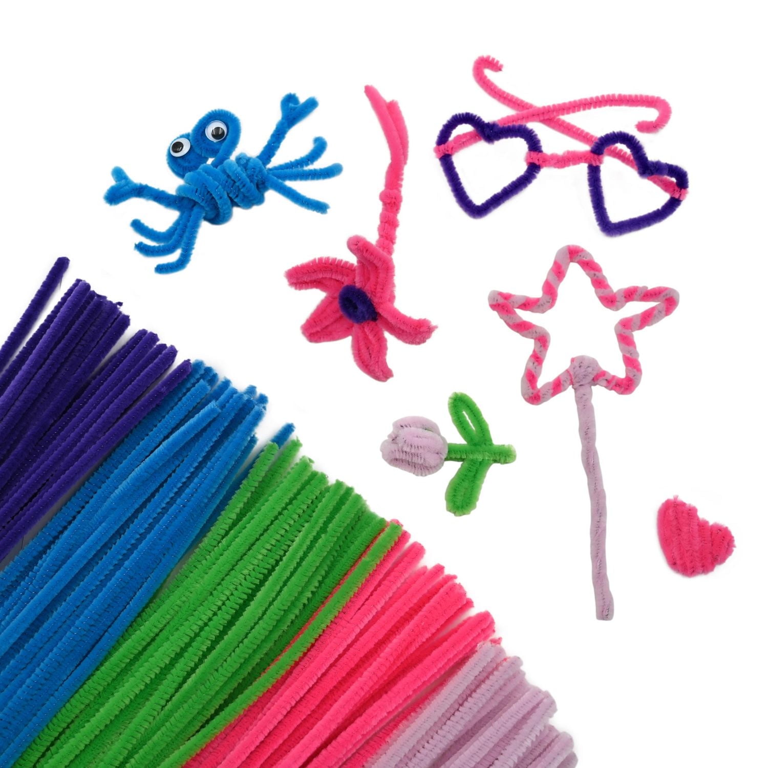 Hello Hobby Pastel Fuzzy Sticks, Bendable, flexible & fuzzy, 12inch/100pcs