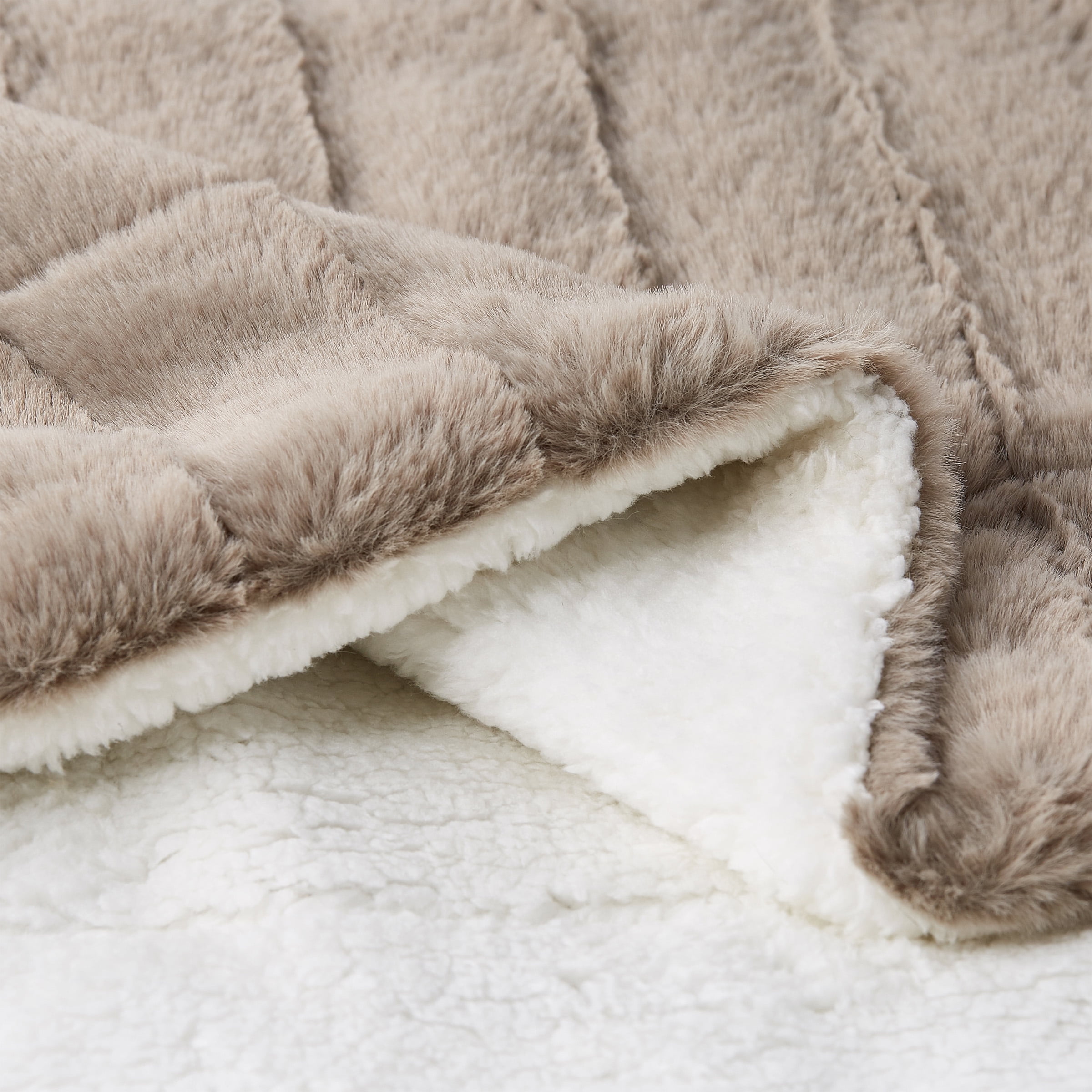 Faux Fur Jacquard Throw Blanket-Luxurious, Soft, Hypoallergenic Faux Rabbit Fur Blanket with Sherpa Back - 60”x 70” By Somerset Home (Coffee)