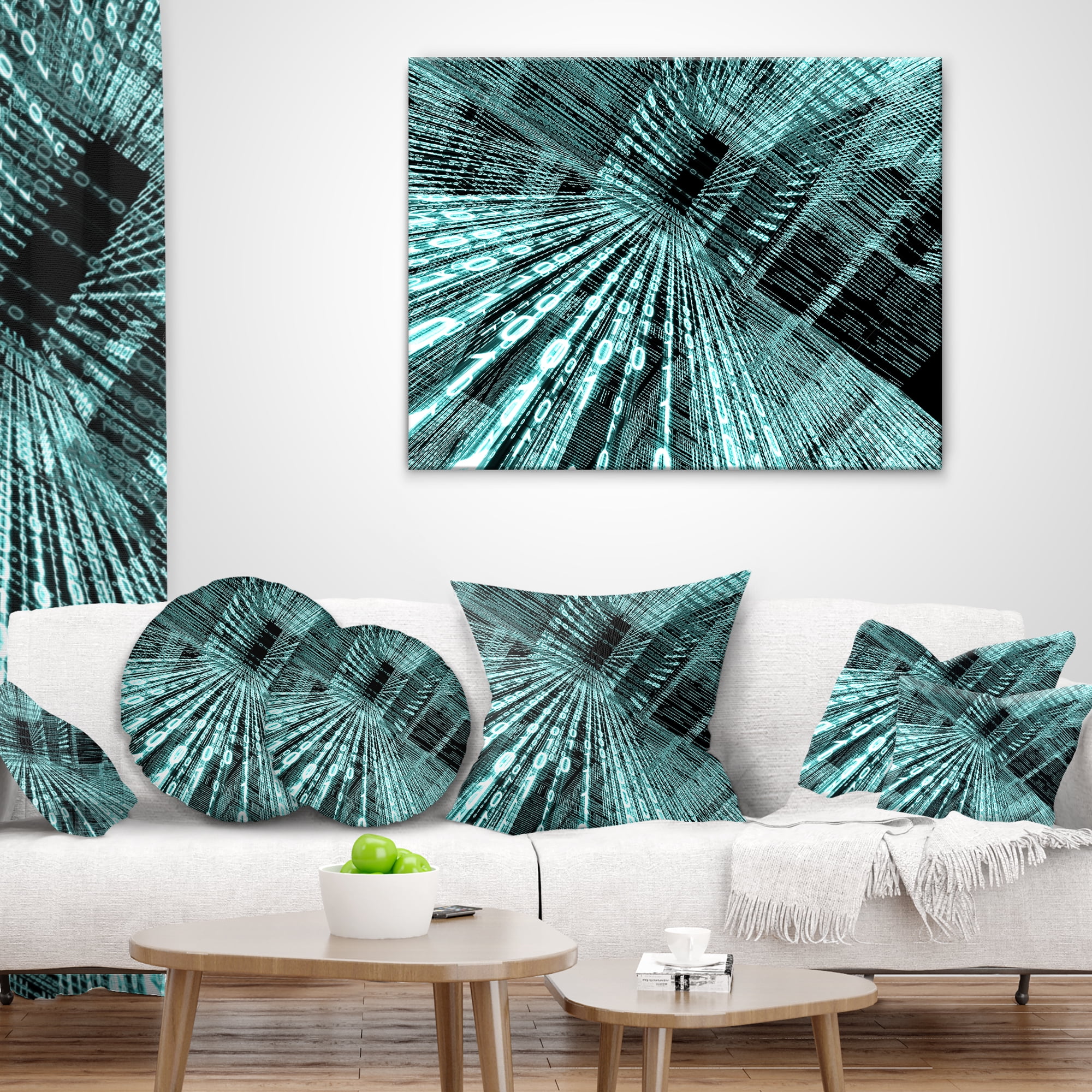 Designart Binary Code - Contemporary Throw Pillow - 12x20