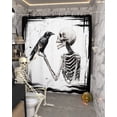 thumbnail image 5 of Halloween Skeleton Shower Curtain Set ，Waterproof Fabric Shower Curtains Horror Black Crow Bird Vintage Skull Shower Curtains for Bathroom,Bathroom Decor 60"x72", 5 of 6