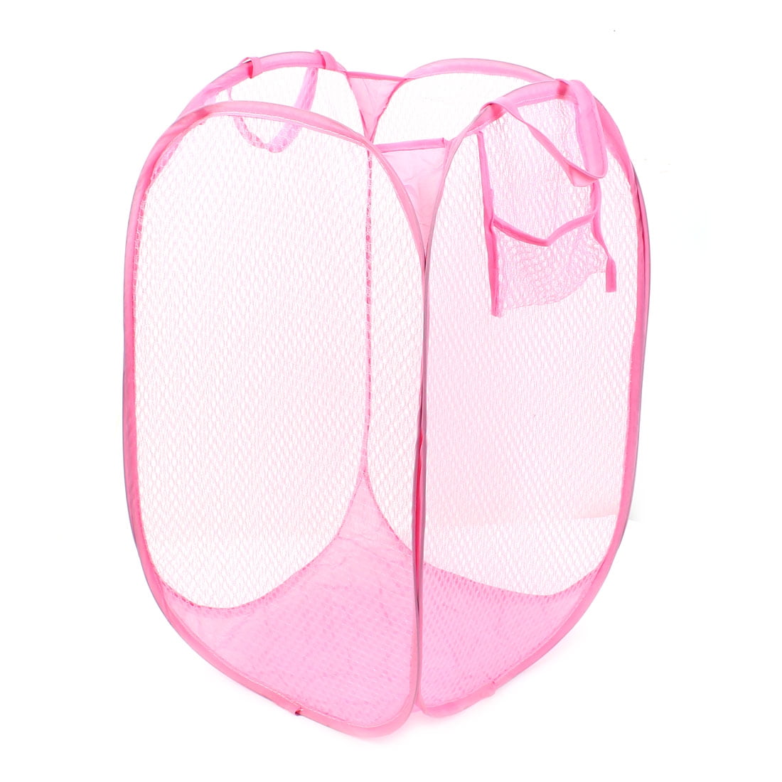Foldable Pop Up Washing Clothes Laundry Basket Bag Bin Hamper Mesh Storage Pink 