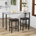 thumbnail image 4 of JWRWEFA 24 Inch Upholstered Bar Stools Set of 2, Counter Height Bar Stools with Solid Wood Legs, PVC Leather Padded Seat, Button Tufted Design, Footrest, for Kitchen Island & Bar, Brown & Black, 4 of 8