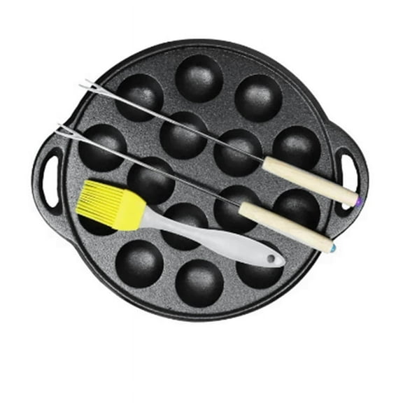 15 Holes Cast Iron Takoyaki Pan Octopuses Small Baking Pan for Pancake Balls Poffertjes Takoyaki Banh Khot