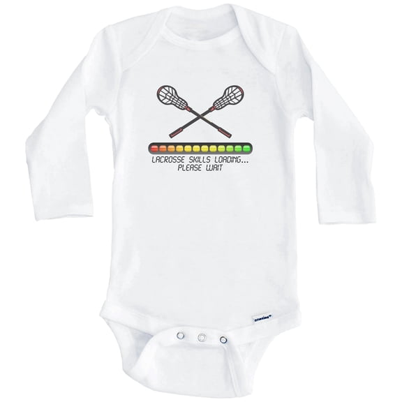 Lacrosse Skills Loading Please Wait Funny One Piece Baby Bodysuit (Long Sleeve), 0-3 Months White