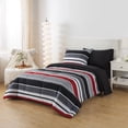 thumbnail image 1 of Mainstays All in One Reversible Comforter and Sheet set- 5 Piece, Twin, Red and Black Stripe, 1 of 8