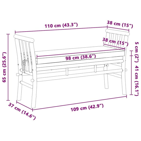 vidaXL Outdoor Benches Cream White Solid Bamboo Wood, Polyester Medium