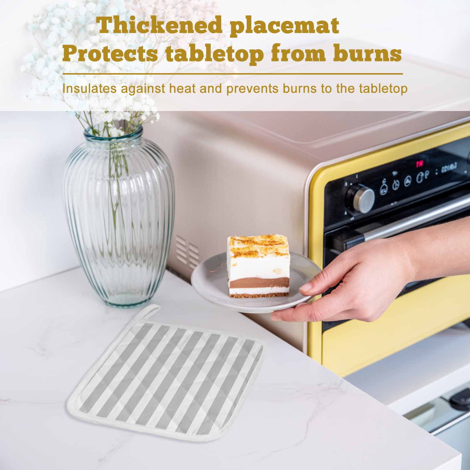 Grey Striped Pot Holders for Kitchen Heatproof Potholder, 2 Pack Modern Farmhouse Gray White Stripes Hot Pads Multipurpose Oven Pads Cloth Potholders Trivet for Cooking and Baking