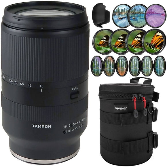 Tamron 18-300mm f/3.5-6.3 Di III-A VC VXD Lens for FUJIFILM X + Filter Kits Bundle