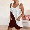 thumbnail image 2 of Summer Jumpsuit! Fadeal Women's Spring Round Neck Patchwork Color Block Loose Casual Jumpsuit Womens Jumpers and Rompers Wine S, 2 of 4