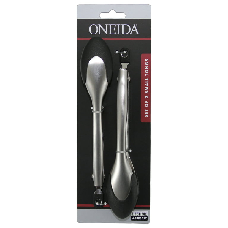 Oneida Stainless Steel Kitchen Tongs with Silicone Head Set of 2