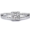 thumbnail image 1 of 5/8ct Princess Cut Halo Split Shank Engagement Ring 14K White Gold, 1 of 3