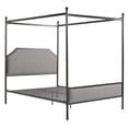 thumbnail image 5 of Weston Home Hazleton Black Metal Queen Canopy Bed with Grey Upholstered Headboard and Footboard, 5 of 7