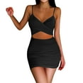 thumbnail image 1 of Vestido midi ajustado sexy para mujer: con aberturas, fruncido, poliéster-spandex, para discoteca/boda, tallas XS-L, 1 of 5