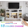 thumbnail image 5 of Fireplace TV Stand with 23" Electric Fireplace for 65 Inch TV with LED Lights, Entertainment Center with Glass Door, Modern TV Console with 2 Drawers for Living Room,White, 5 of 7