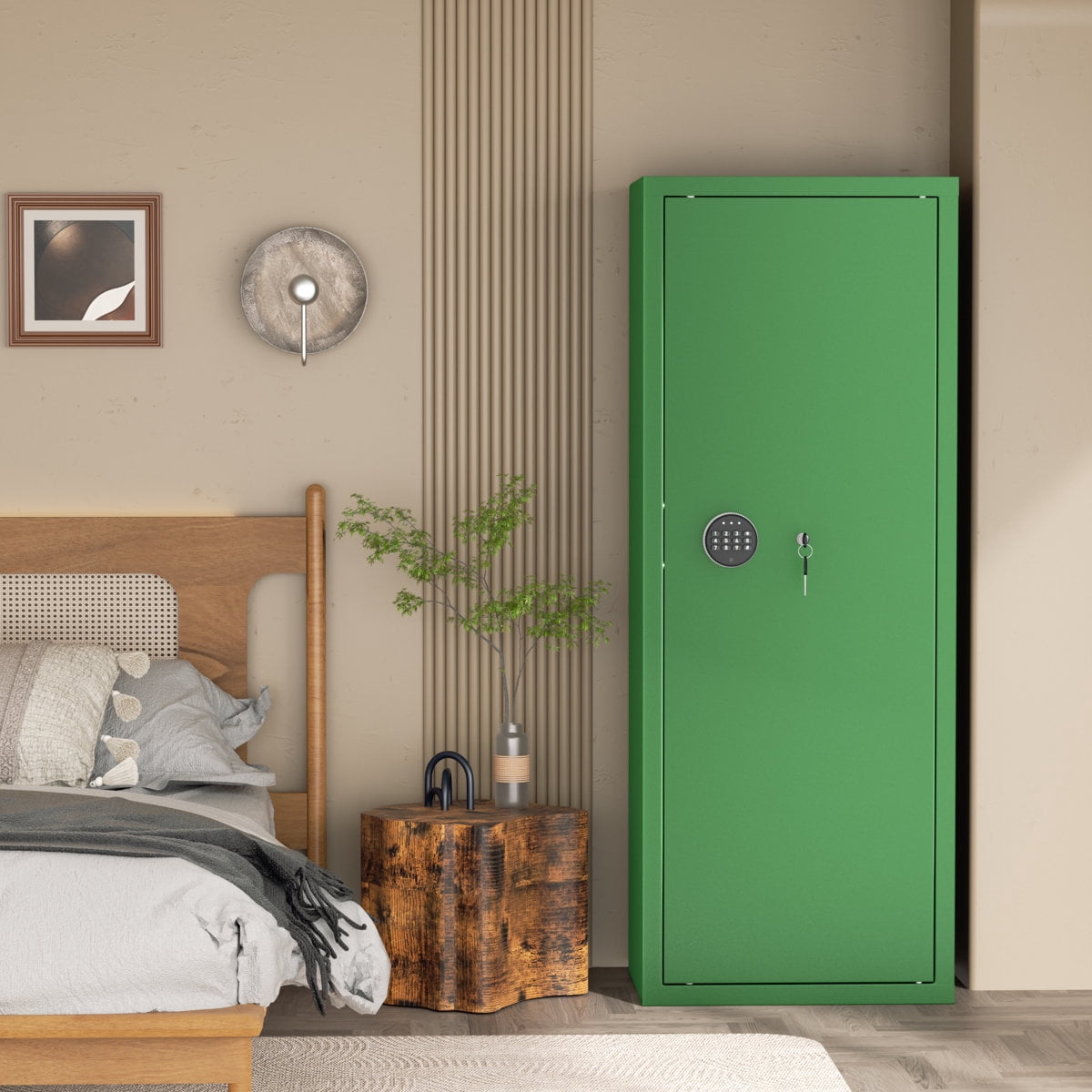 SOLAURA 10-14 Gun Safe, Quick Access Long Gun Safe for Home Rifles and Pistols, Large Gun Cabinet with Adjustable Shelves for Home, Office(Assembly Required, Green)