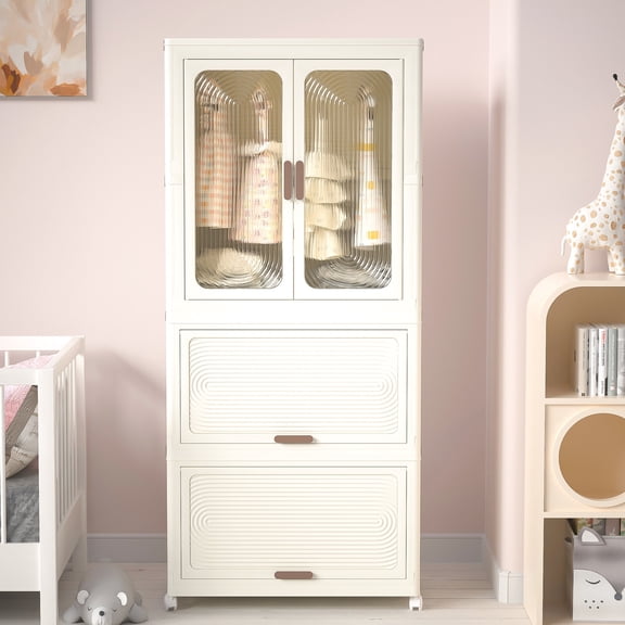 Freestanding Baby Wardrobe with 2 - Cube Sections / Ideal for Bedroom, Classification Storage