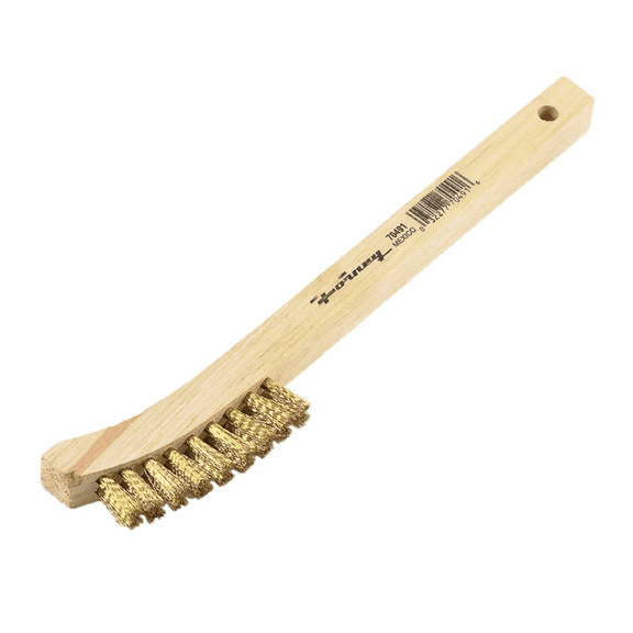 Forney Industries Scratch Brush with Curved Handle, Brass, 2 x 9 Rows