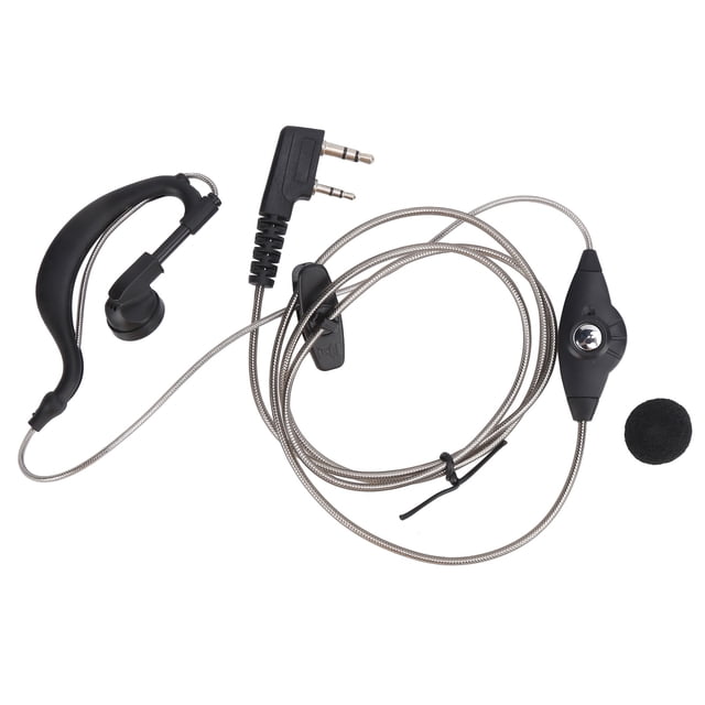 Auriculares de radio bidireccionales con cable flexible negro de 2 pines y botón PTT en forma de G para Kenwood KPG TH TK