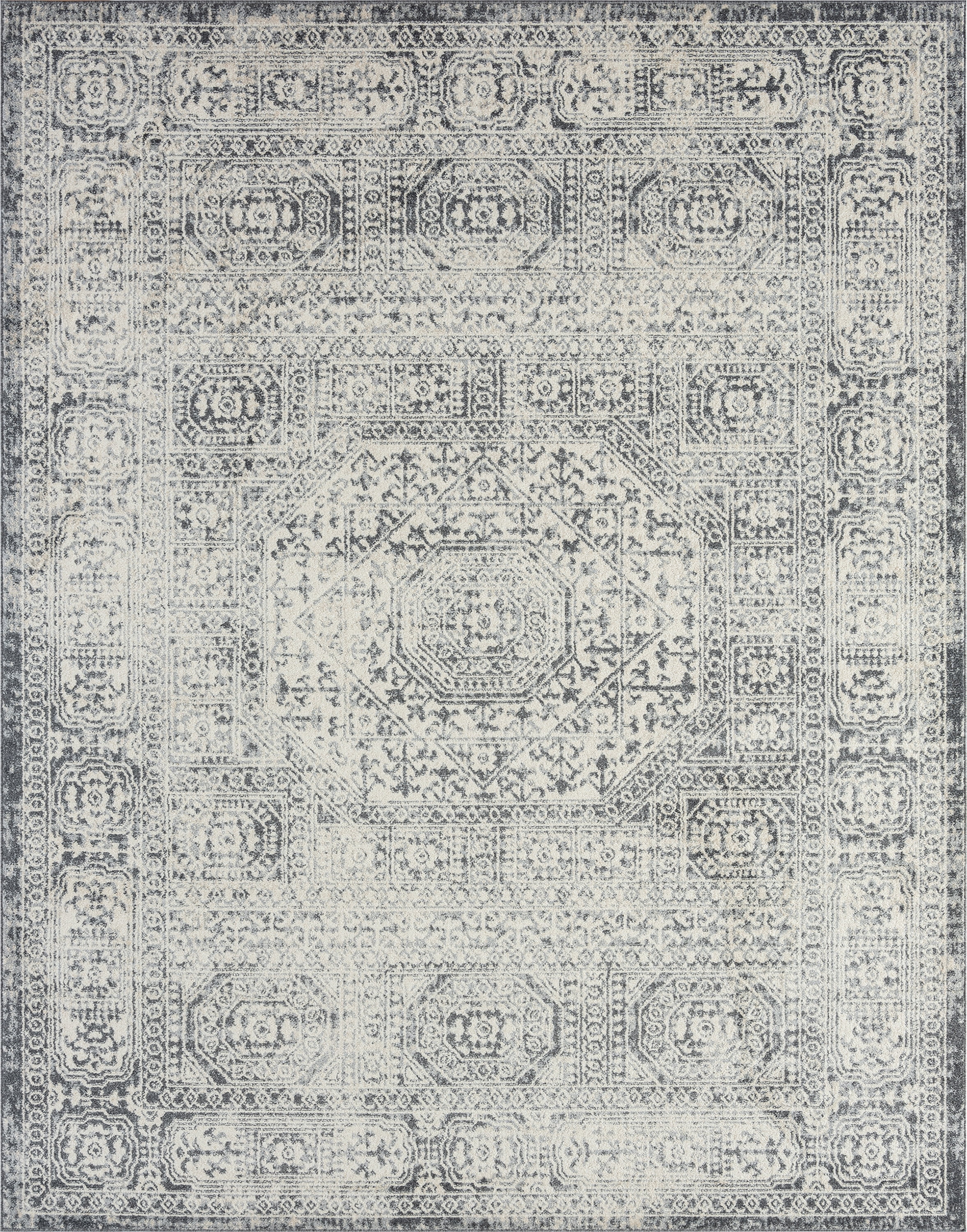 Traditional 8x10 Area Rug (7'11'' x 10'3'') Oriental Gray, Gray Living Room Easy to Clean
