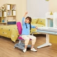 thumbnail image 4 of Gymax Kids Study Desk Chair Adjustable Height Depth w/Sit-Brake Casters Pink, 4 of 10