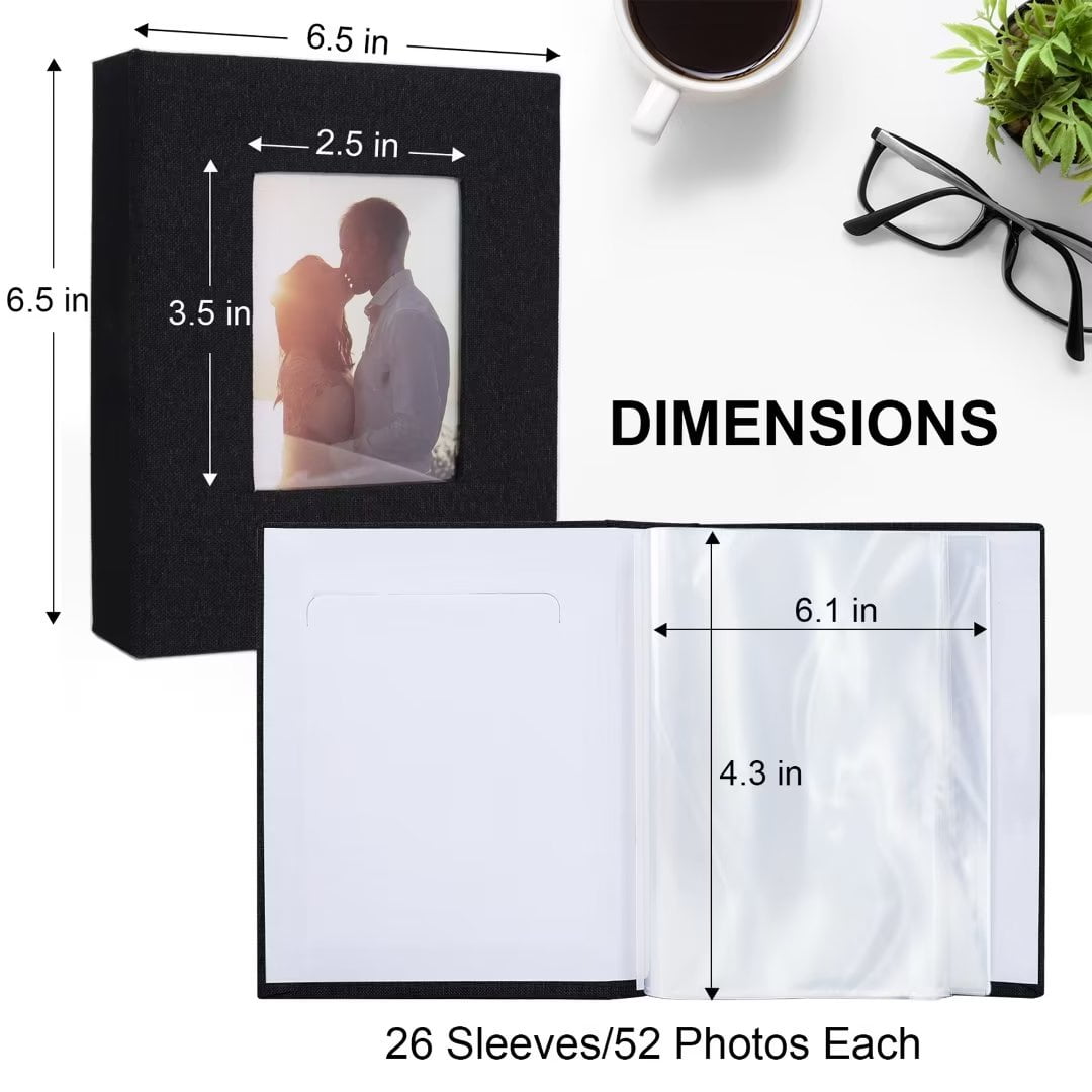  Small Photo Album 5x7 Photos, 2 Pack Linen Cover Mini Photo  Book, 26-Page Holds 52 Pictures, Artwork Or Postcards Storage