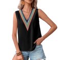 thumbnail image 1 of Camiseta sin mangas para mujer, cuello en V, encaje, agradable a la piel, cómoda, informal, para ir de compras, oficina, escuela, vacaciones, 1 of 6