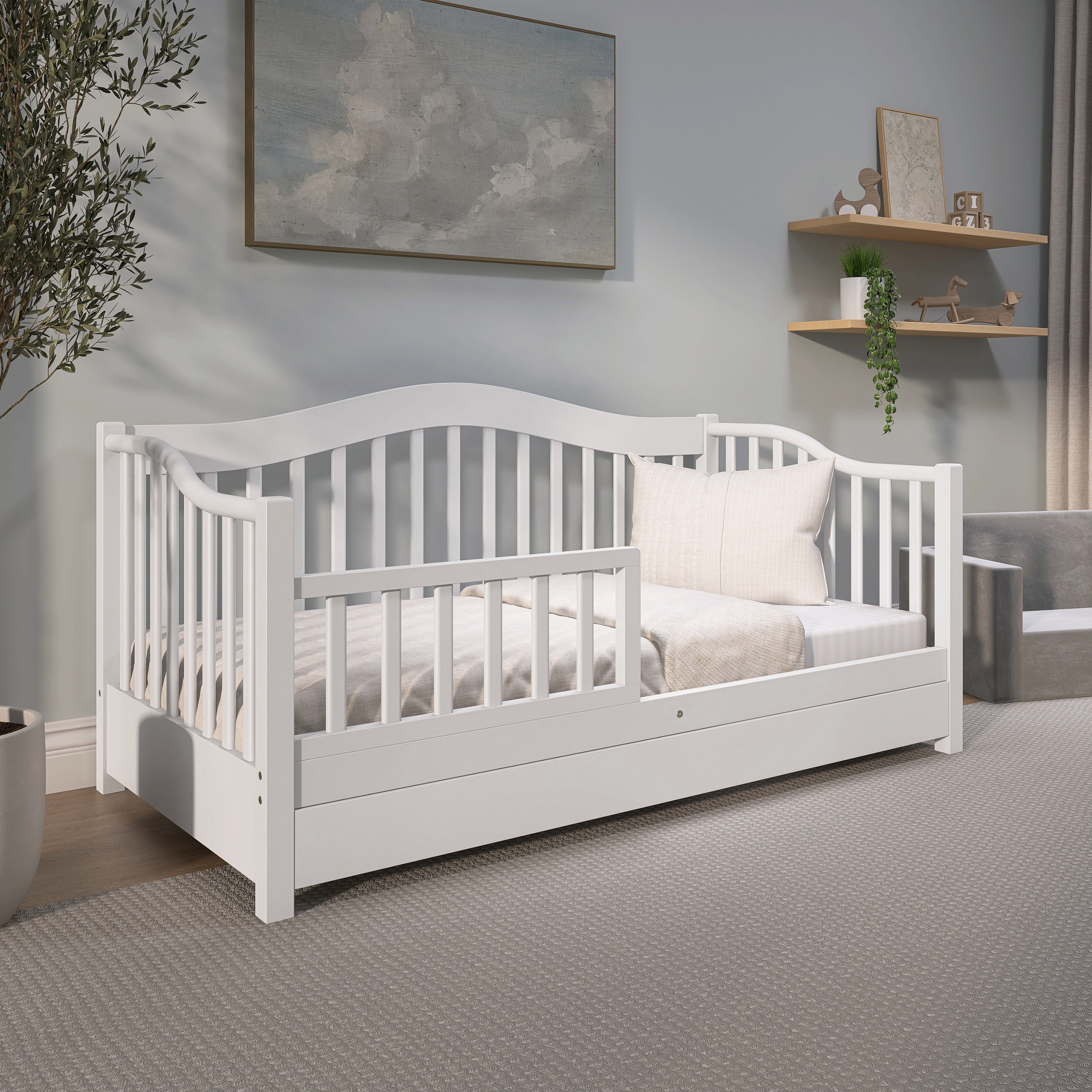 Dream on Me Toddler Day Bed with Storage, White