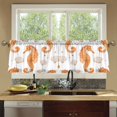 thumbnail image 4 of Yayeee Kitchen Curtains Tier Set of 2 Light Filtering 57"x36" Over Sink Window Panels, Orange Seahorse, 4 of 7