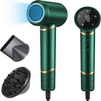 Hair Dryer Negative Ionic Blow Dryer for Fast Drying,Low Noise,Thermo Control Hair Dryer 2 Speed ​​and 3 Heat Settings,Cold Air Button with 1 Diffuser 110000 RPM High Speed Brushless Motor (Green)