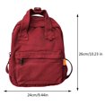 thumbnail image 2 of Mochila unisex de lona de color sólido con bolsillos laterales para estudiantes escolares (rojo vino), 2 of 5