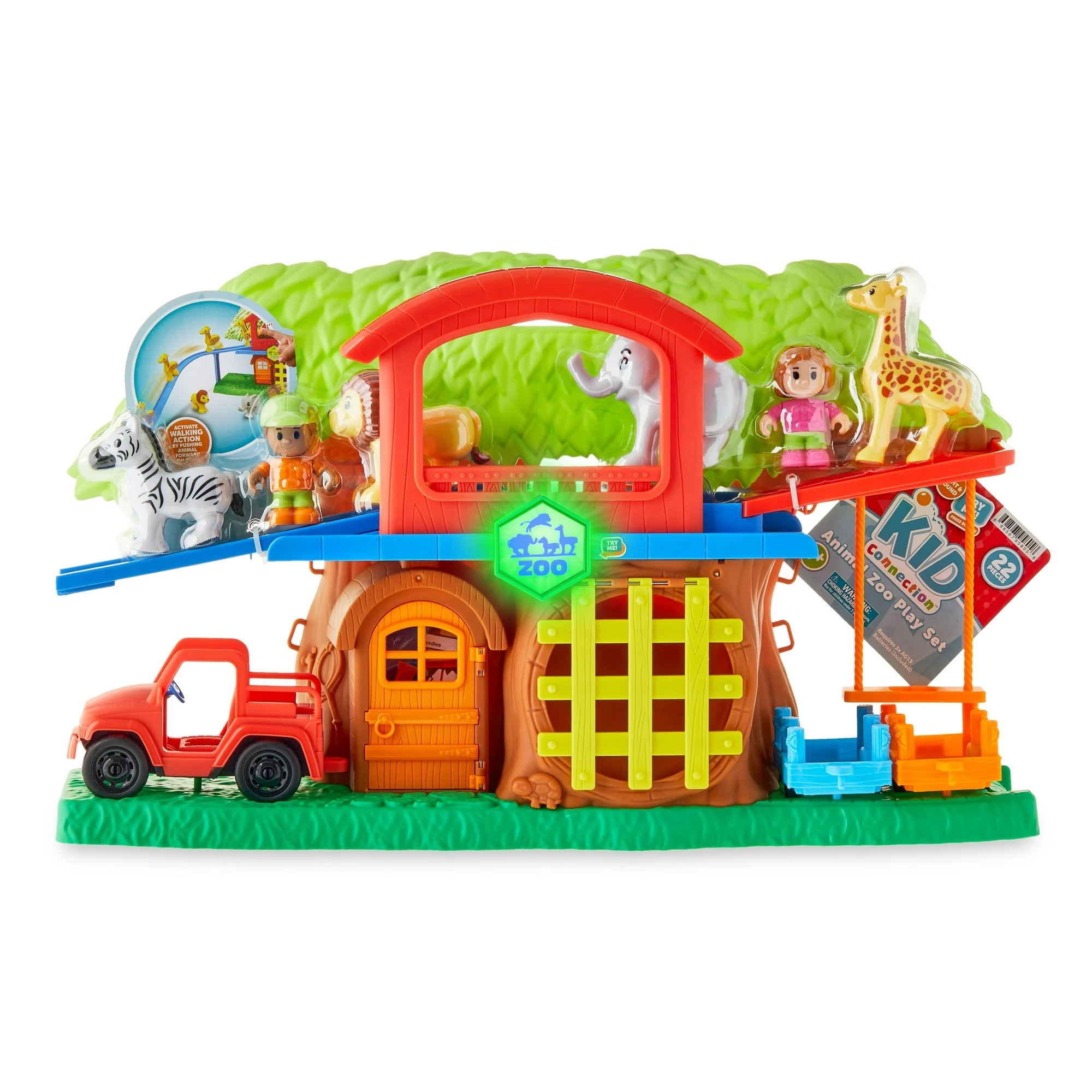 Kid Connection Animal Zoo Play Set with Lights and Sounds, 22 Pieces, Toddler Toys
