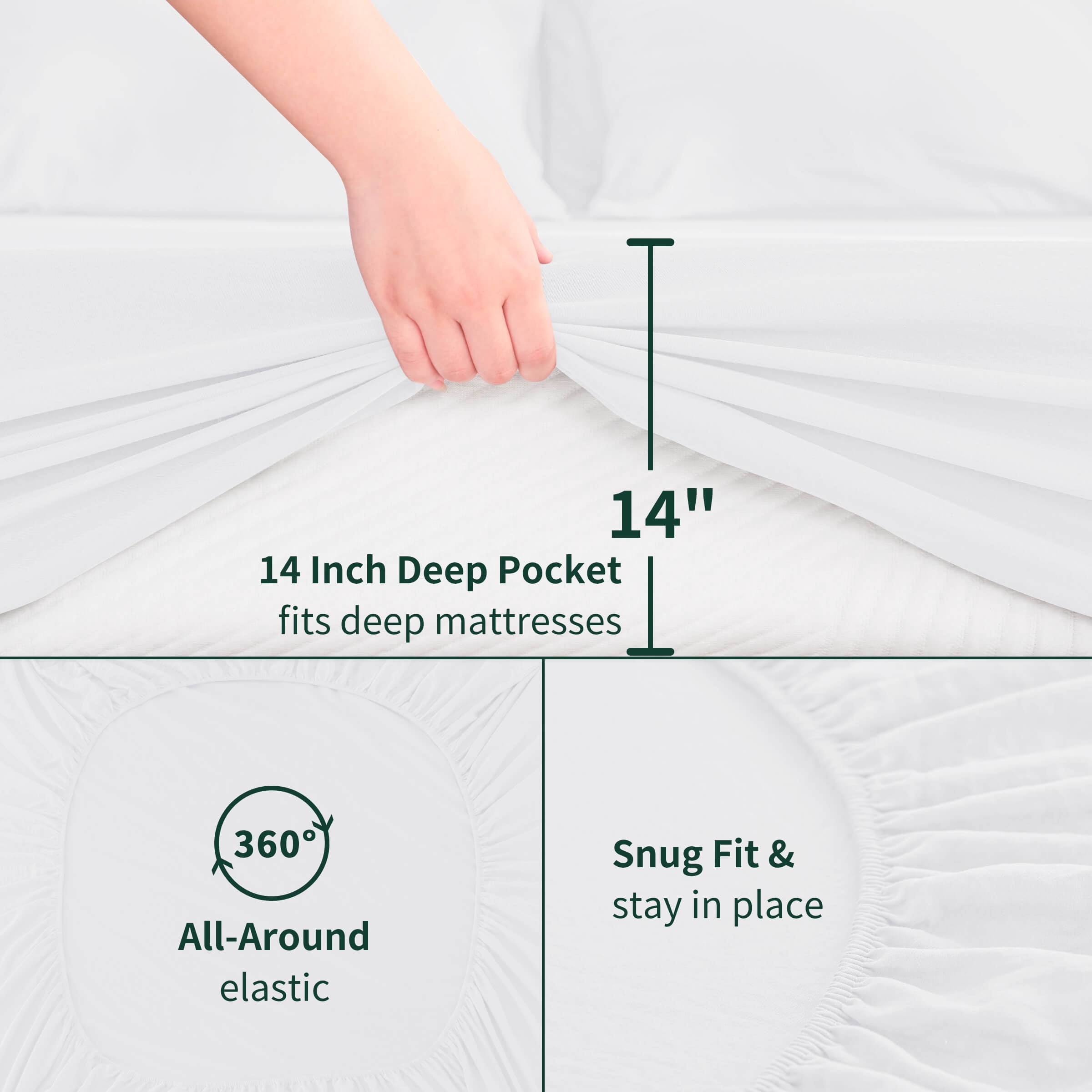 Subrtex Bed Sheets Twin XL Size, 3 Piece Sheet Set, Fitted Sheet and Pillowcase, Twin XL Sheets Deep Pocket, Super Soft Breathable Cooling Sheets, White