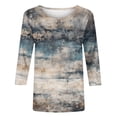 thumbnail image 5 of BangWanChi Work Blouse Fall Women Fashion Printed T-shirt 3/4 Sleeves Blouse Round Neck Casual Tops, 5 of 5