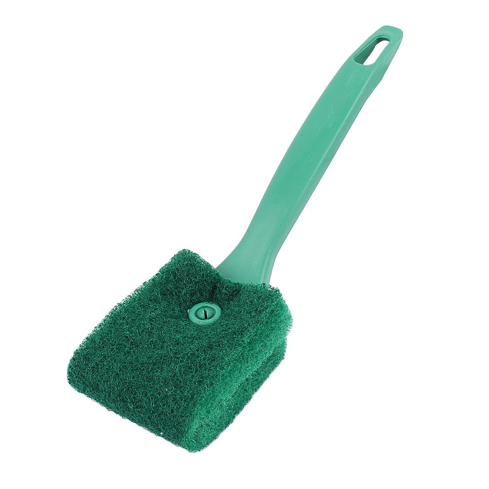 Green Plastic Handle Aquarium Algae Glass Sponge Clean Brush Scrubber