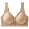 thumbnail image 2 of Asxite Women Solid Front Closure Fixed Cup Lift Support Wireless Seamless Bra Beige XL, 2 of 4