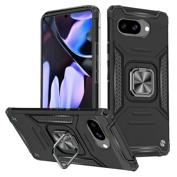 For Google Pixel 9A Robust Magnetic Kickstand Hybrid Case Cover - Black