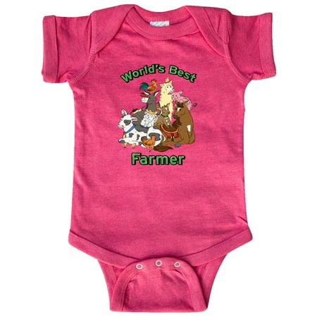 

Inktastic World s Best Farmer with Happy Farm Animals Gift Baby Boy or Baby Girl Bodysuit