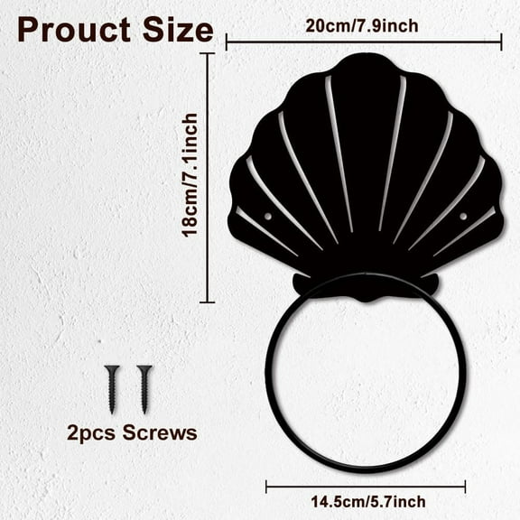Shell Metal Towel Ring Sea Creature Hand Towel Holder Ocean Shell Bath Towel Ring Metal Wall Mounted Towel Rack for Kitchen Home Hanging Gifts Summer Party Decoration