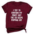 thumbnail image 1 of Camiseta de mujer Camisetas divertidas y lindas de manga corta Camiseta con estampado de letras divertidas Regalo Tops Blusa Regalo para parejas Pompotops hfajkhk127053, 1 of 5