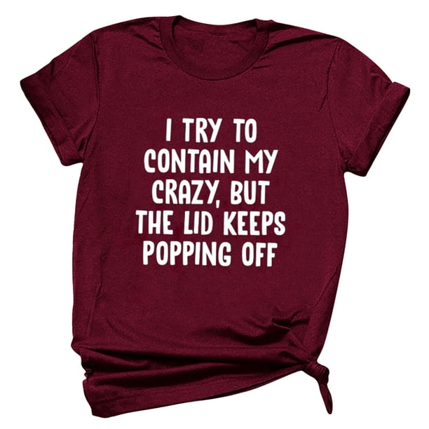 Camiseta de mujer Camisetas divertidas y lindas de manga corta Camiseta con estampado de letras divertidas Regalo Tops Blusa Regalo para parejas Pompotops hfajkhk127056