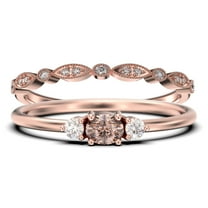 Minimalist 1.15 Carat Slim Oval Cut Morganite And Diamond Moissanite Fairy Engagement Ring, Dainty Wedding Ring in 10k Solid Rose Gold, Affordable Gift, Promise Ring, Bridal Set, Matching Band