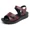 Red, variant on Women's Leather Wedge Sandals, Rhinestone Heart Cutout Adjustable Hook-and-Loop Strap Casual Footwear
